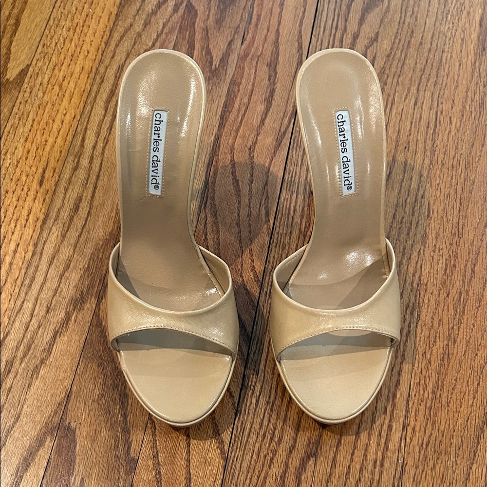Charles David Nude/Taupe Slide Heels